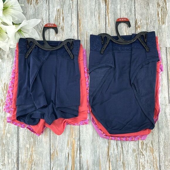 Modal and Lace Hi Cut & Boyshort Panties Underwear Brief 2, 3-Packs Size M - Picture 2 of 11